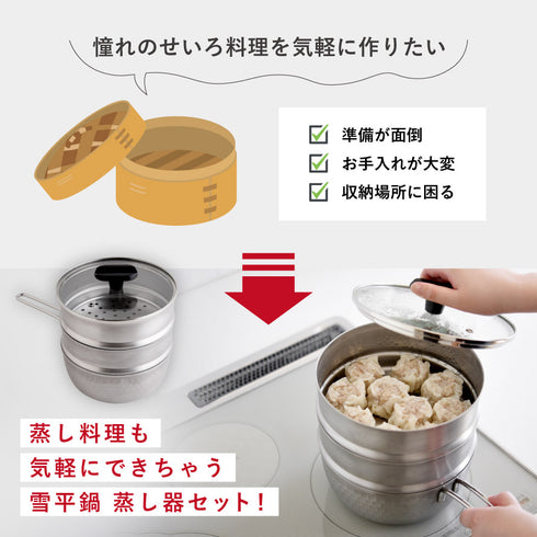 雪平鍋 蒸し器4点セット 18cm.|s2