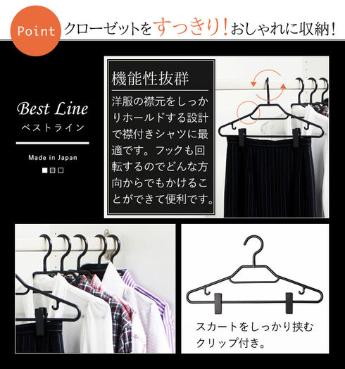 BestLine ベストライン スタイルシャツハンガークリップ付き 2本組.|s2
