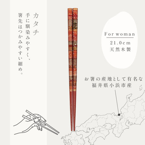 21.0cm 若狭塗箸 孔雀.|s6