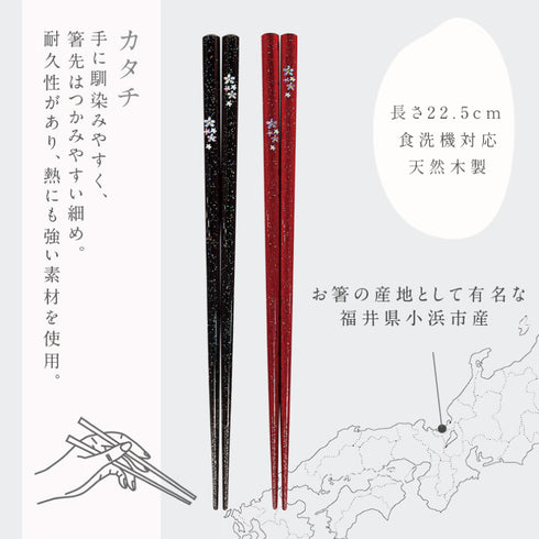 夫婦箸 若狭塗箸 舞桜.|s6
