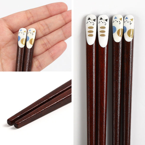 桐箱箸置付夫婦箸 ねこづくし.|s10