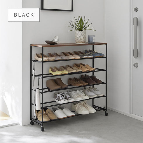 天板付きシューズラック タワー 5段 キャスター付 W90.|s9