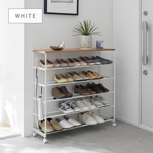 天板付きシューズラック タワー 5段 キャスター付 W90.|s7