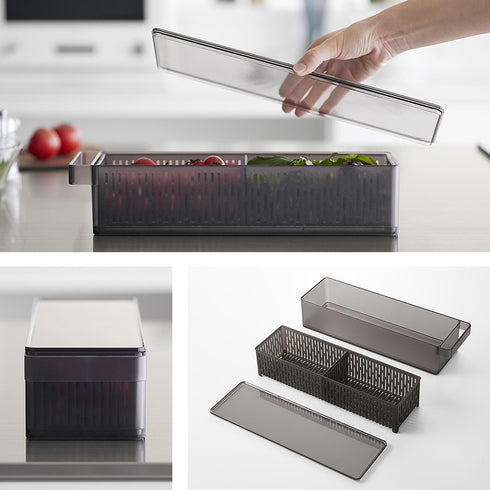 冷蔵庫中ザルボウル タワー 蓋&仕切り付き.|s11