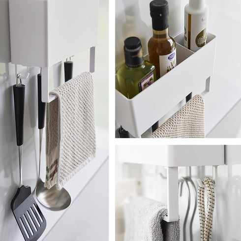 マグネットストレージボックスワイド プレート タオルバー付き ホワイト.|s9