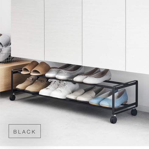 引き出せるキャスター付きシューズラック タワー 2段.|s8