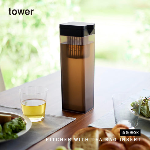 倒して置ける冷水筒 タワー ティーバック入れ付き.|s1