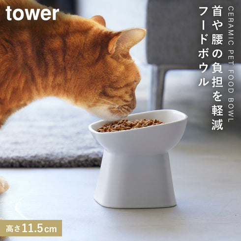 食べやすい高さ陶器ペットフードボウル タワー 斜めトール