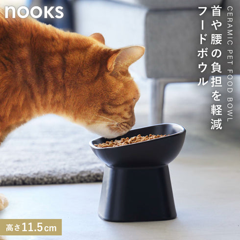 食べやすい高さ陶器ペットフードボウル ヌークス 斜めトール