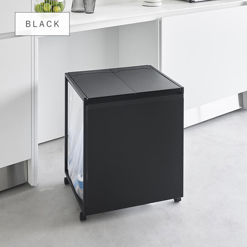 蓋付き目隠し分別ダストワゴン タワー45L 2分別.|s16