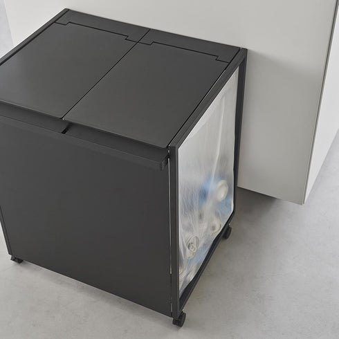 蓋付き目隠し分別ダストワゴン タワー45L 2分別.|s17