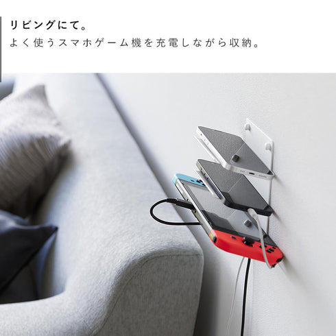 ウォールモバイル充電&収納ラック タワー 3段 石こうボード壁対応.|s6