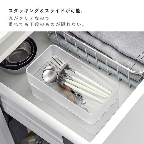 底がクリア 縦横重ねられる引き出し整理収納ケース タワー M 2個組.|s7