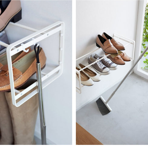 石こうボード壁対応ウォールシューズラック タワー 2段.|s9