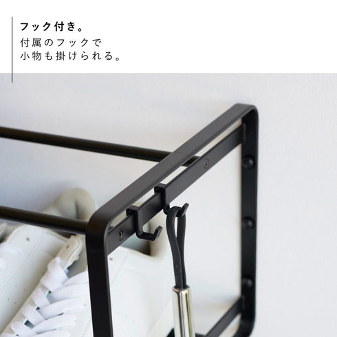 石こうボード壁対応ウォールシューズラック タワー 2段.|s6
