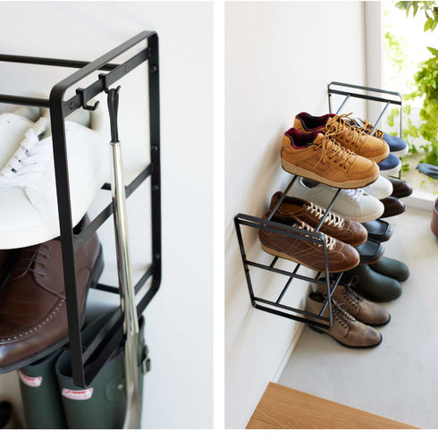 石こうボード壁対応ウォールシューズラック タワー 3段.|s12