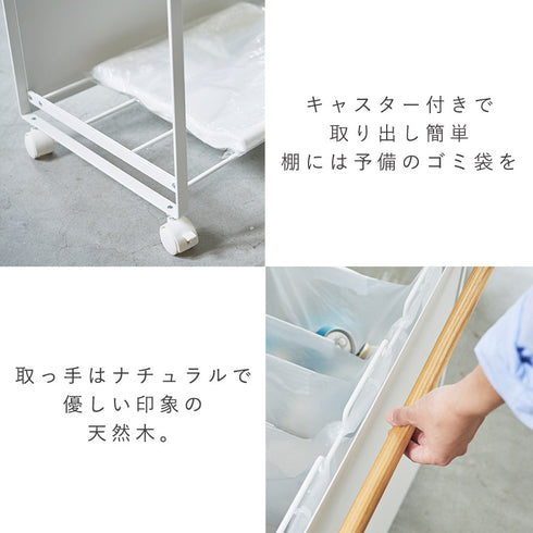 目隠し分別ダストワゴン トスカ 2分別 ホワイト.|s4