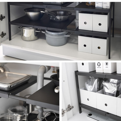 tower タワー 伸縮シンク下ラック 2段 D30.|s11