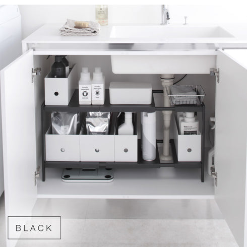 tower タワー 伸縮シンク下ラック 2段 D30.|s10