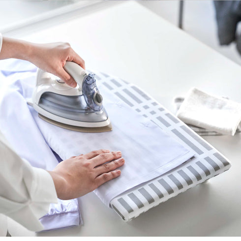 北欧風 暮らしの定番 卓上脚付き 舟型アイロン台 S チェック グレー.|s8