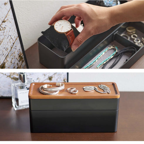 トレー付きスリムアクセサリー&時計ケース リン.|s13