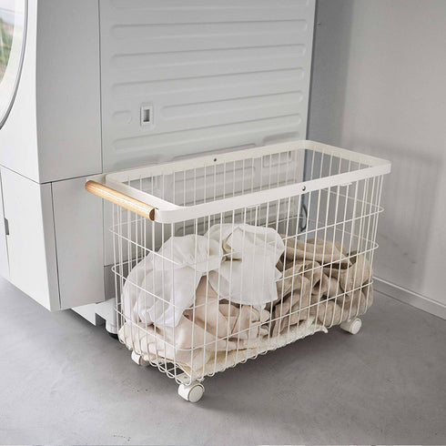 ランドリーバスケット キャスター付き ワイド&ロー トスカ.|s5