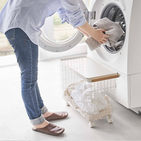 ランドリーバスケット キャスター付き ワイド&ロー トスカ.|s6