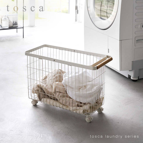 ランドリーバスケット キャスター付き ワイド&ロー トスカ.|s1