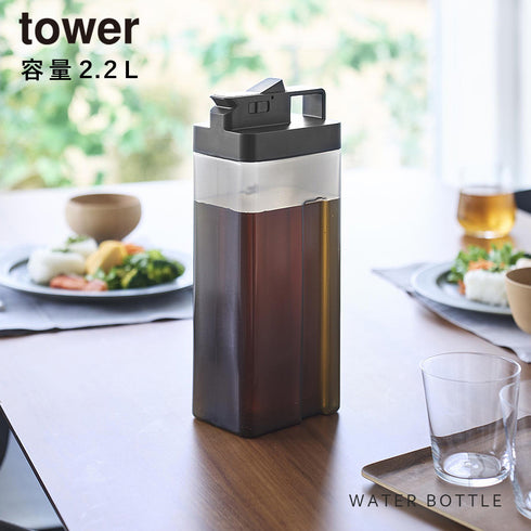 倒して置けてそのまま注げる冷水筒 タワー 2.2L.|s1