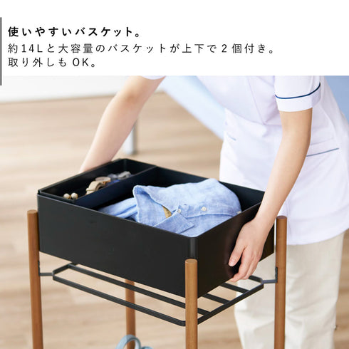 小物トレー付き収納ワゴン 2段 リン.|s4