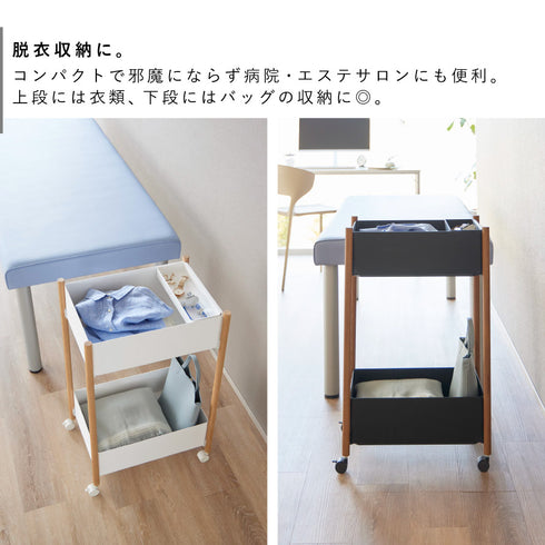 小物トレー付き収納ワゴン 2段 リン.|s3