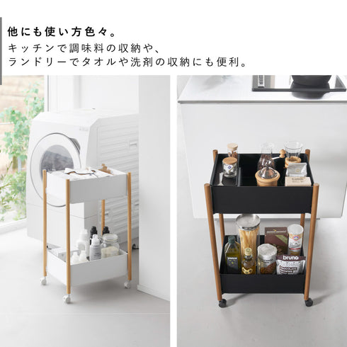 小物トレー付き収納ワゴン 2段 リン.|s7