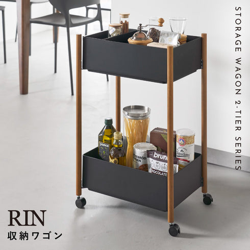 小物トレー付き収納ワゴン 2段 リン.|s1