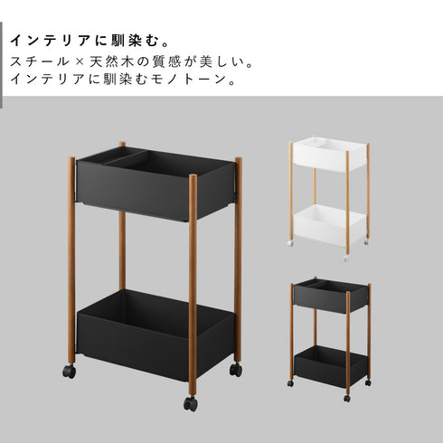 小物トレー付き収納ワゴン 2段 リン.|s2