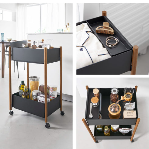 小物トレー付き収納ワゴン 2段 リン.|s11