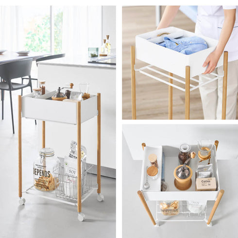 小物トレー付き下段が棚の収納ワゴン 2段 リン.|s9