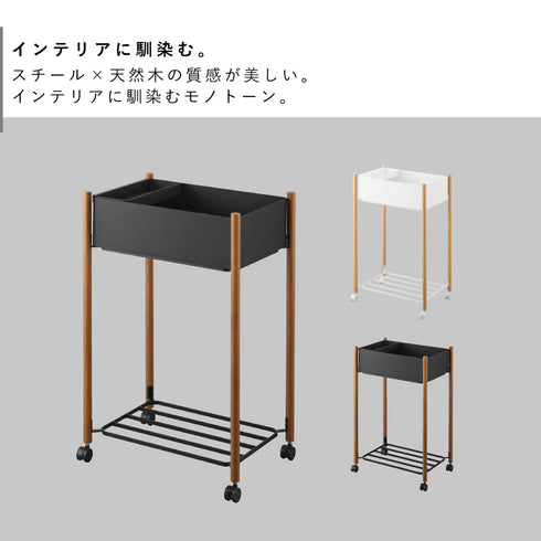 小物トレー付き下段が棚の収納ワゴン 2段 リン.|s2