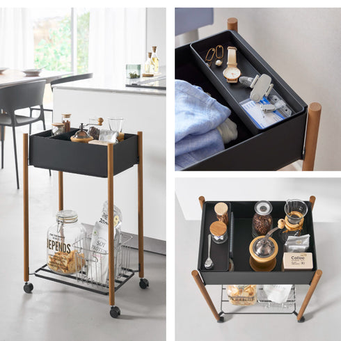 小物トレー付き下段が棚の収納ワゴン 2段 リン.|s11