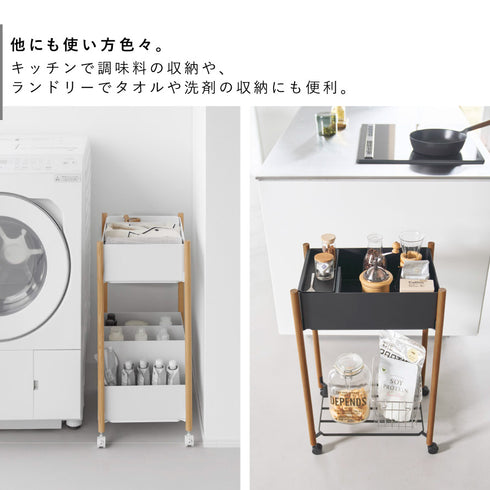 小物トレー付き下段が棚の収納ワゴン 2段 リン.|s7
