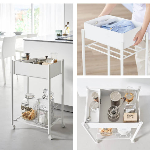 小物トレー付き下段が棚の収納ワゴン 2段 タワー.|s9