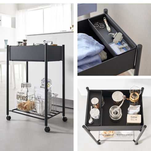 小物トレー付き下段が棚の収納ワゴン 2段 タワー.|s11