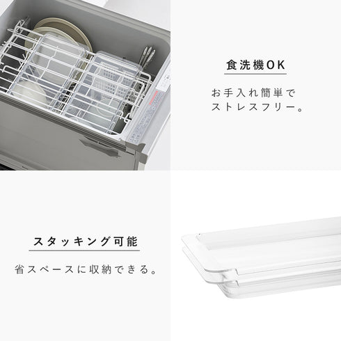 電子レンジ対応連結できる洗いやすい下ごしらえ調理トレータワー tower 浅型 2個組 クリア.|s6