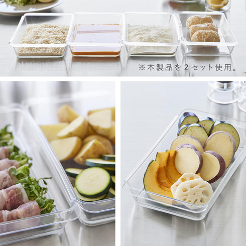 電子レンジ対応連結できる洗いやすい下ごしらえ調理トレータワー 深型 2個組 クリア.|s9