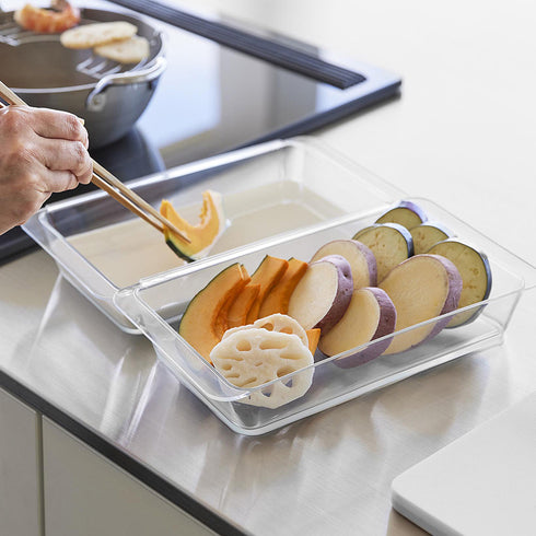 電子レンジ対応連結できる洗いやすい下ごしらえ調理トレータワー 深型 2個組 クリア.|s8