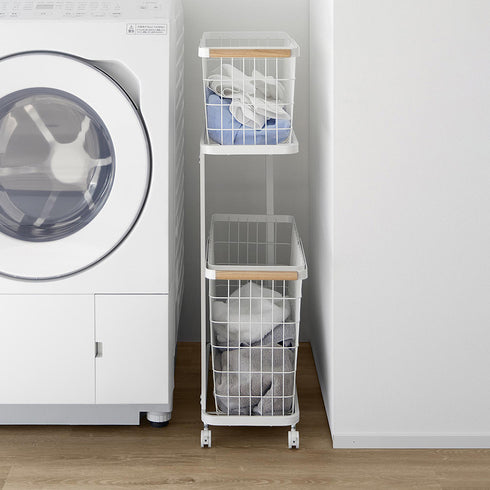 ランドリーワゴン+バスケット トスカ スリム ホワイト.|s7