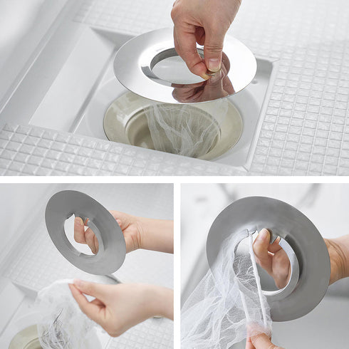 水切りネットが交換しやすいお風呂の排水口ネットホルダー タワー tower シルバー.|s8