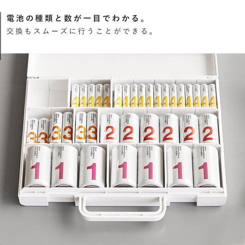 ハンドル付きスリム分別電池ケース タワー.|s4