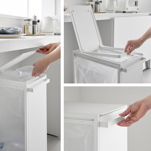 スリム蓋付き目隠しダストワゴン タワー 45L.|s9