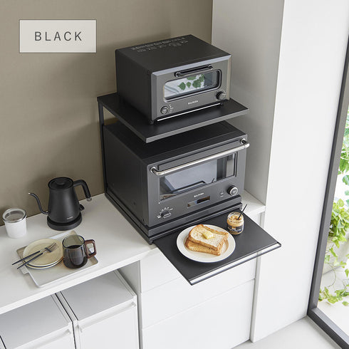 スライドテーブル付きキッチン家電下ラック タワー 2段.|s8