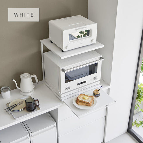 スライドテーブル付きキッチン家電下ラック タワー 2段.|s6